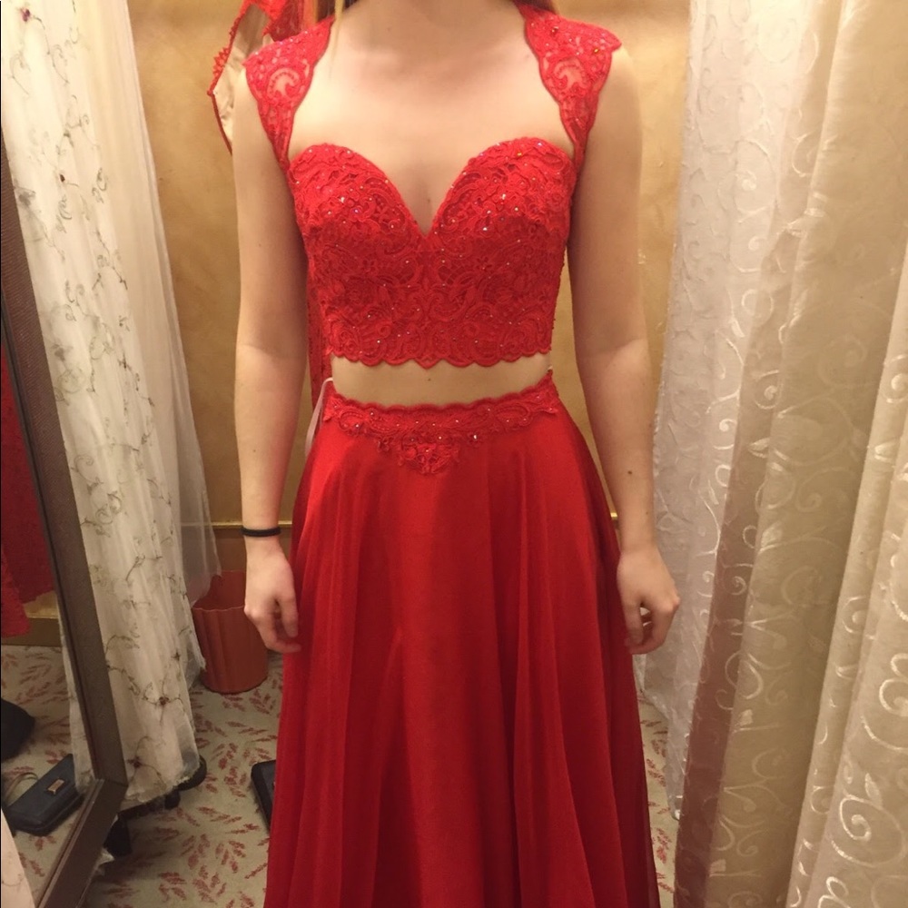 2 Cute two piece red prom dress!!